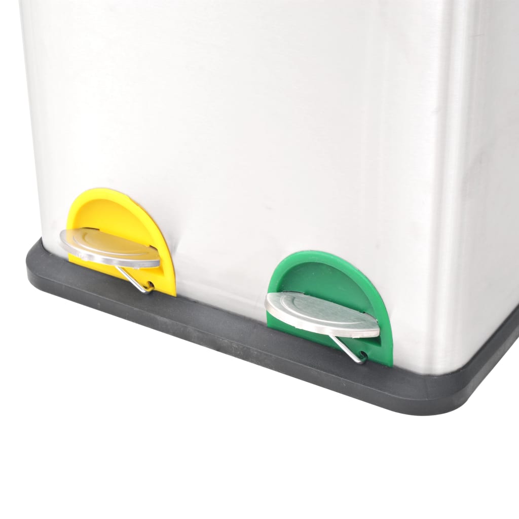 Cubo de reciclaje y basura con pedal acero inoxidable 36 L