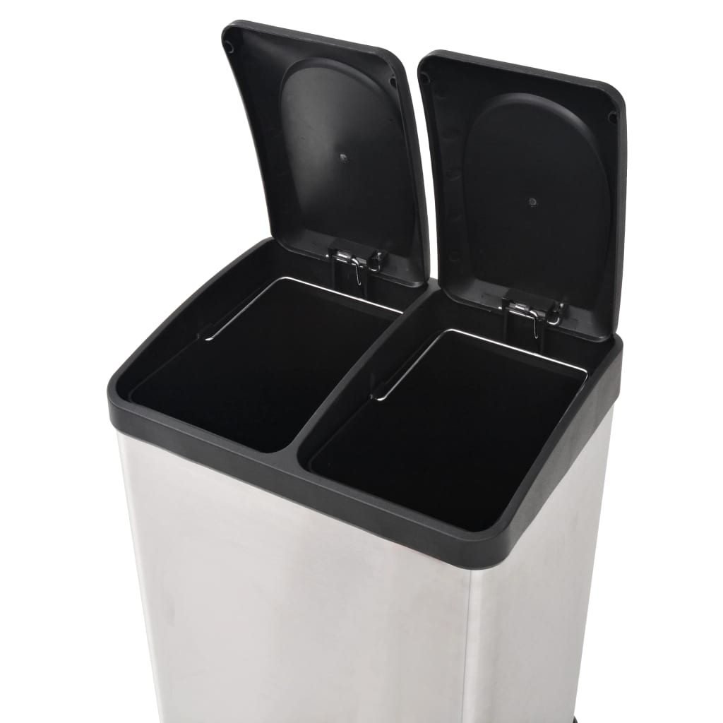 Cubo de reciclaje y basura con pedal acero inoxidable 36 L