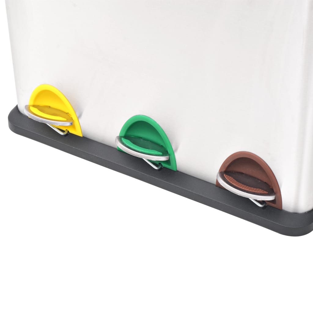 Cubo de reciclaje y basura con pedal acero inoxidable 24 L