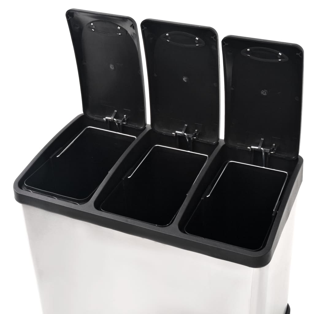 Cubo de reciclaje y basura con pedal acero inoxidable 24 L