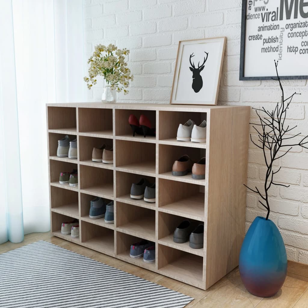 Zapatero de madera contrachapada blanco 92x30x67,5 cm