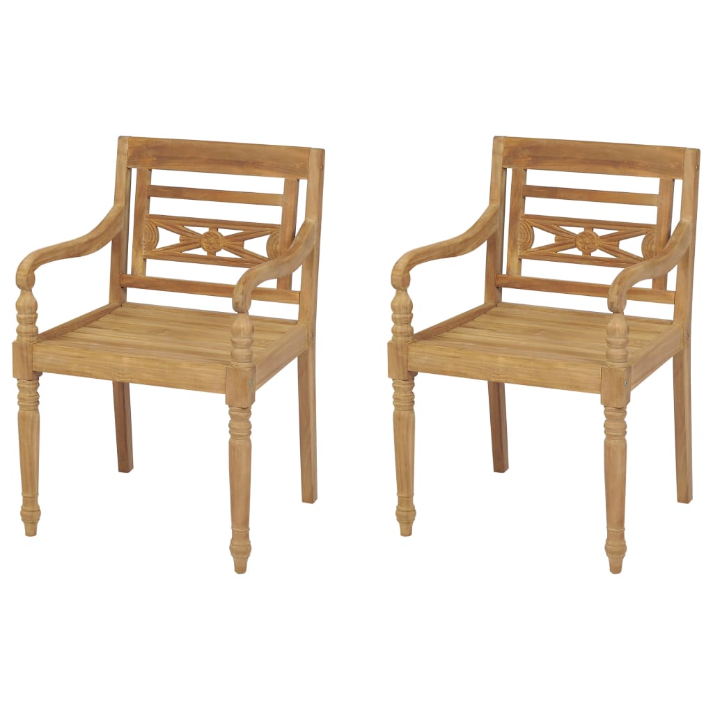 Sillas Batavia 2 uds madera maciza teca con cojines gris oscuro
