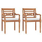 Sillas Batavia 2 uds madera maciza teca con cojines gris oscuro