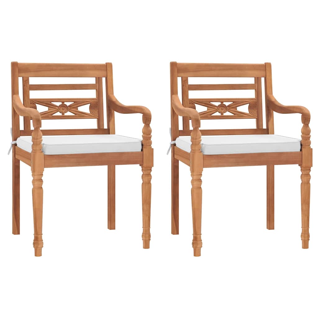 Sillas Batavia 2 uds madera maciza teca con cojines gris oscuro