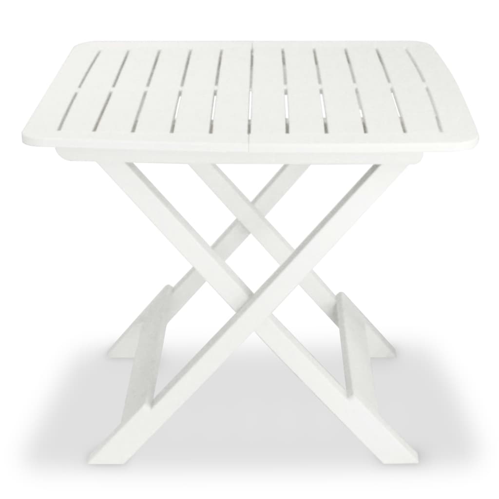 Mesa y sillas bistró de jardín plegables 3 pzas plástico blanco
