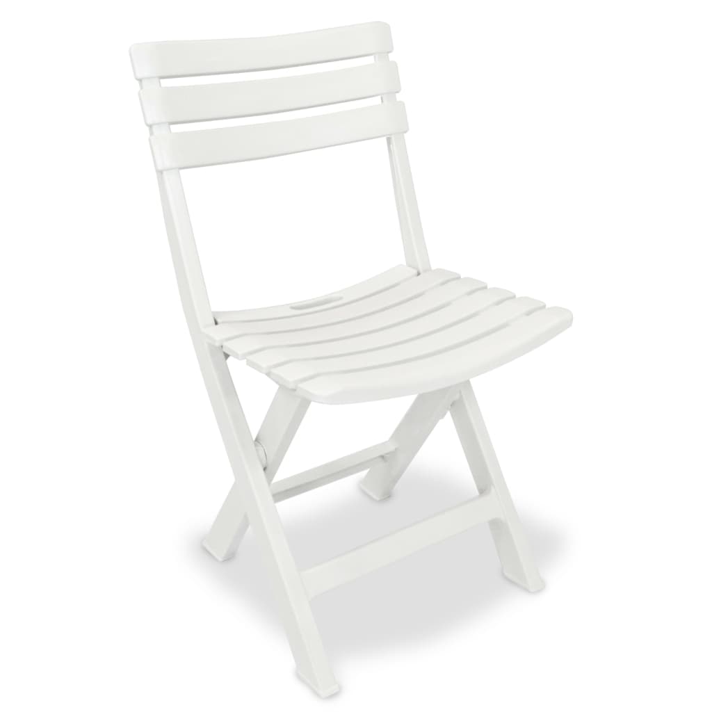 Mesa y sillas bistró de jardín plegables 3 pzas plástico blanco