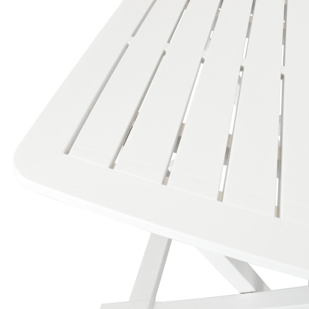 Mesa y sillas bistró de jardín plegables 3 pzas plástico blanco