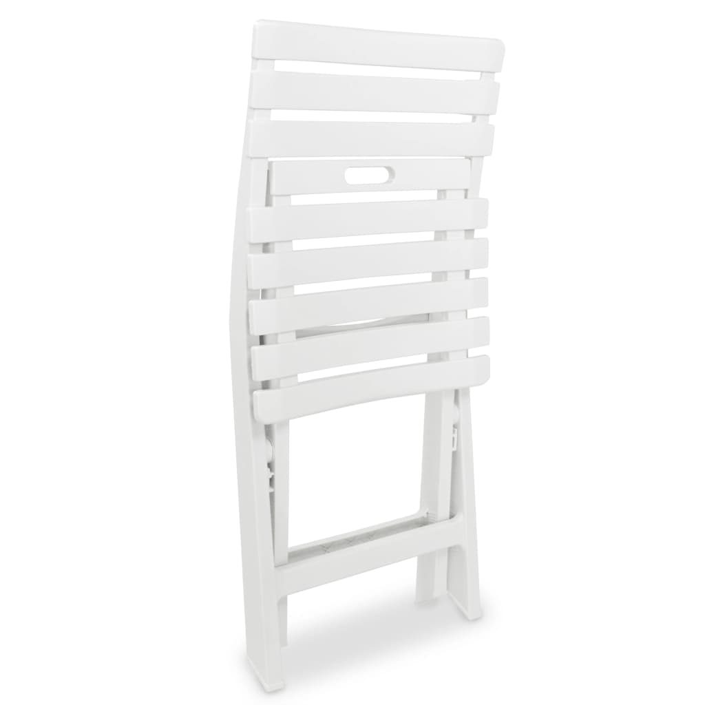 Mesa y sillas bistró de jardín plegables 3 pzas plástico blanco
