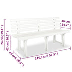 Banco de jardín plástico blanco 145,5 cm