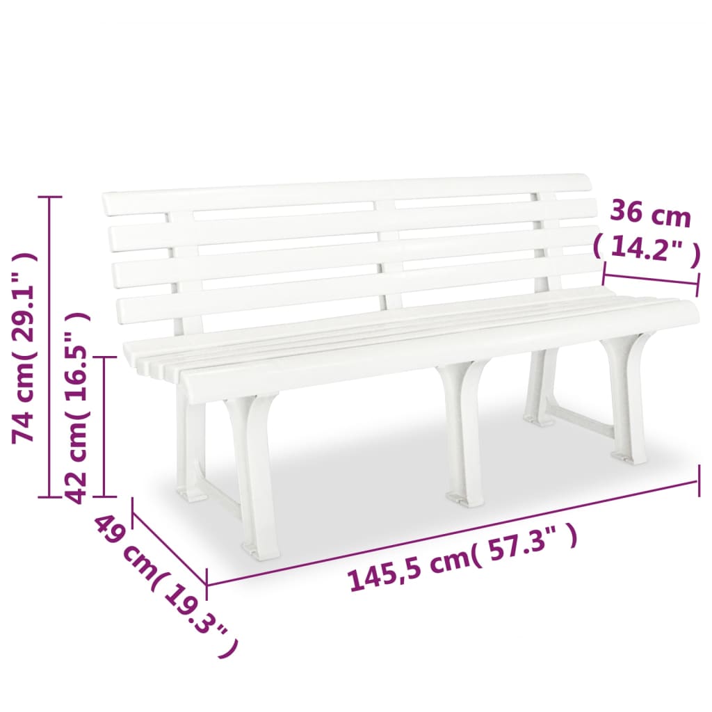 Banco de jardín plástico blanco 145,5 cm