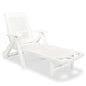 White plastic sun lounger with footrest