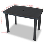 Mesa de jardín plástico gris antracita 101x68x72 cm