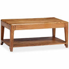 Mesa de centro borde vivo madera maciza acacia gris 90x50x40 cm