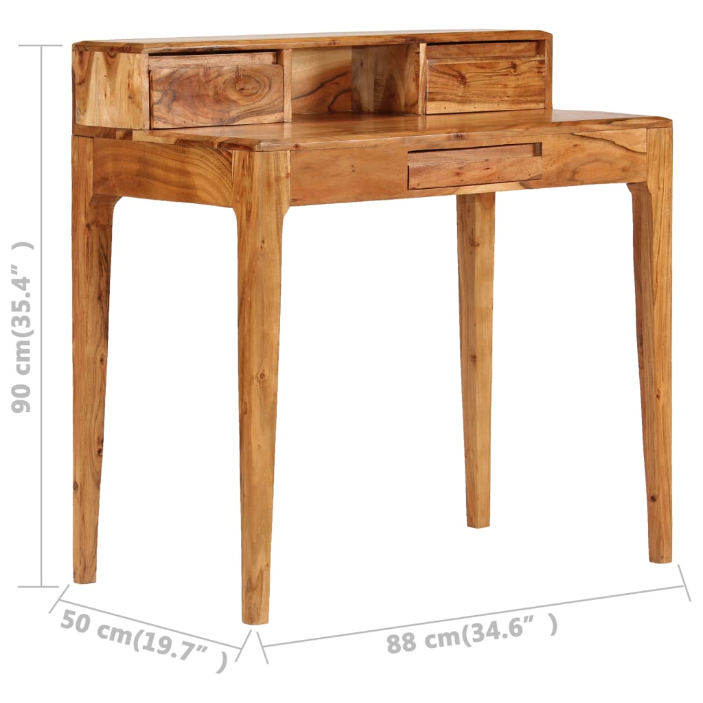 Escritorio con cajones madera maciza 88x50x90 cm