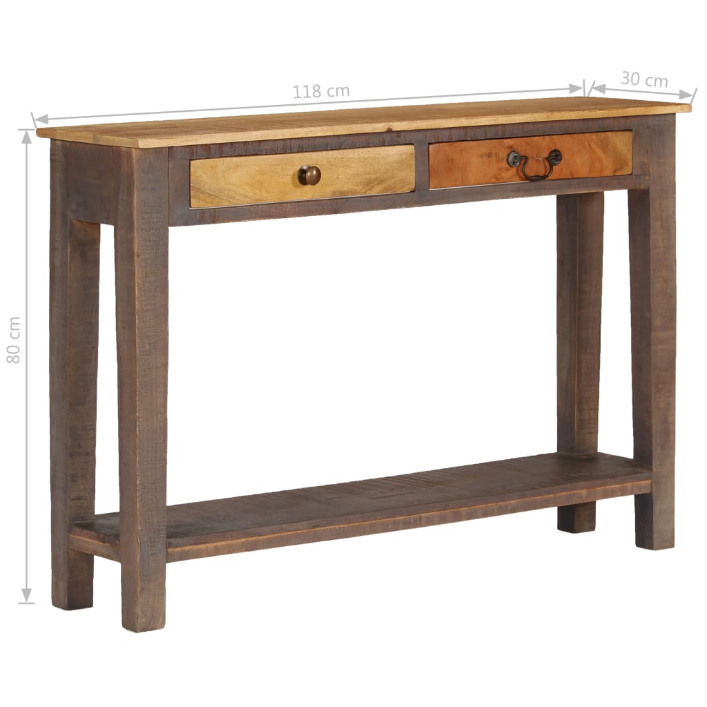 Mesa consola de madera maciza vintage 118x30x80 cm