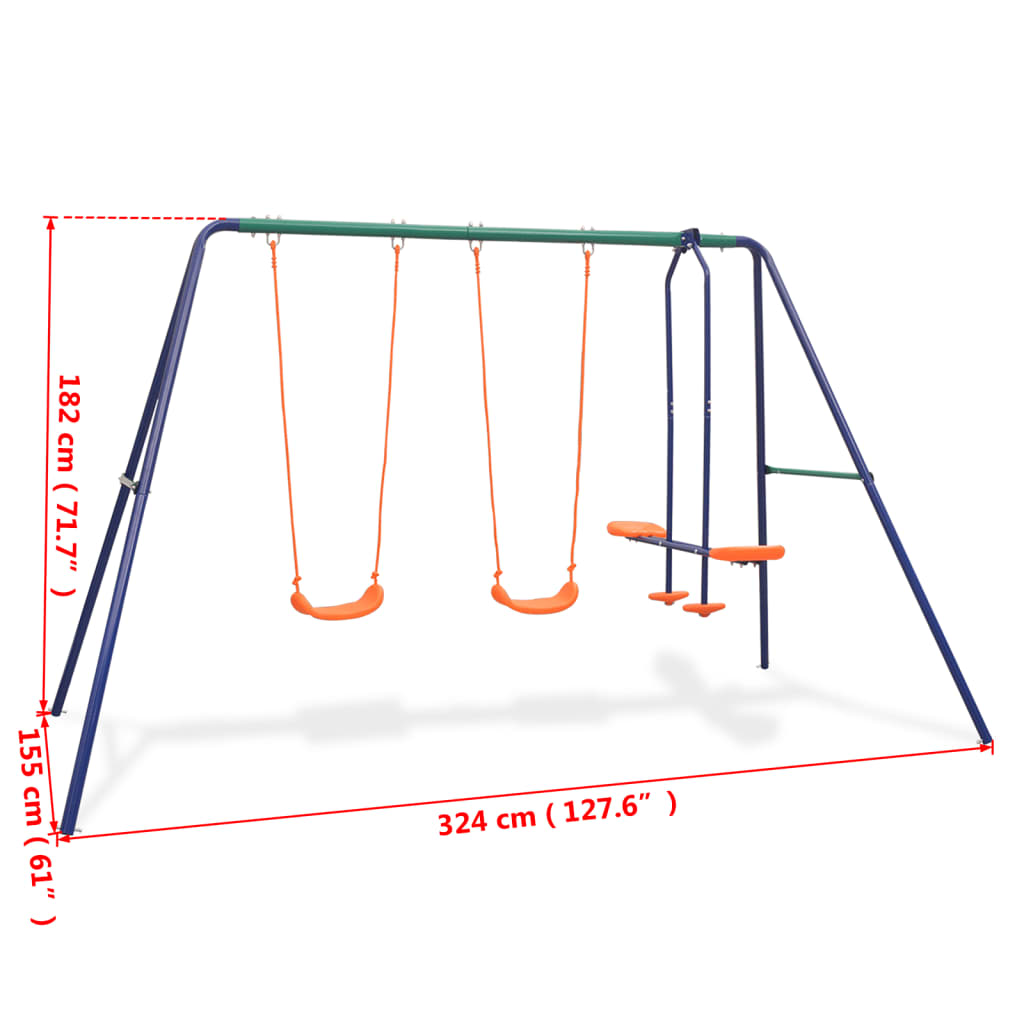 Juego de columpios con 4 asientos naranja