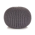 Puf tejido a mano 50x35 cm algodón gris