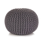 Puf tejido a mano 50x35 cm algodón gris