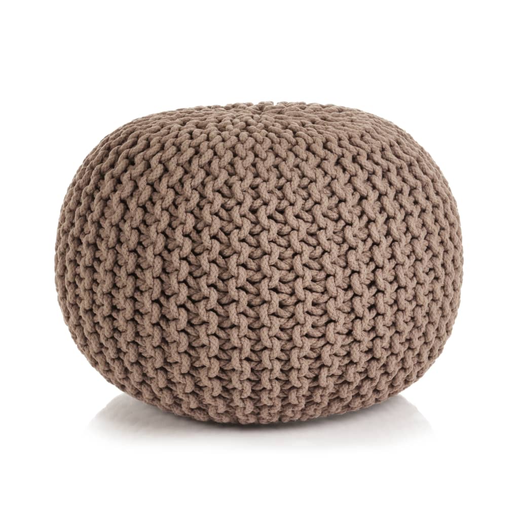 Puf tejido a mano 50x35 cm algodón gris