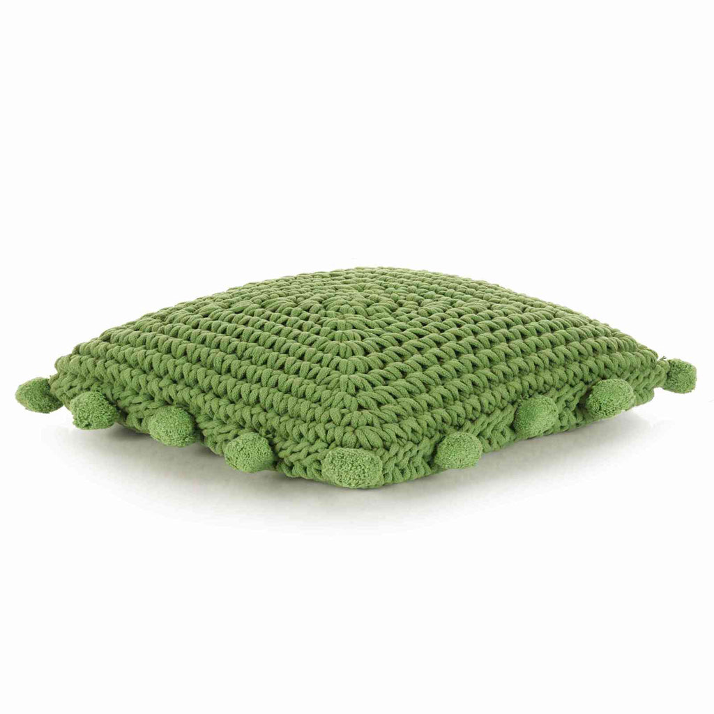 Cojín decorativo Tejido de Canasta Verde 50 x 50 cm Algodón