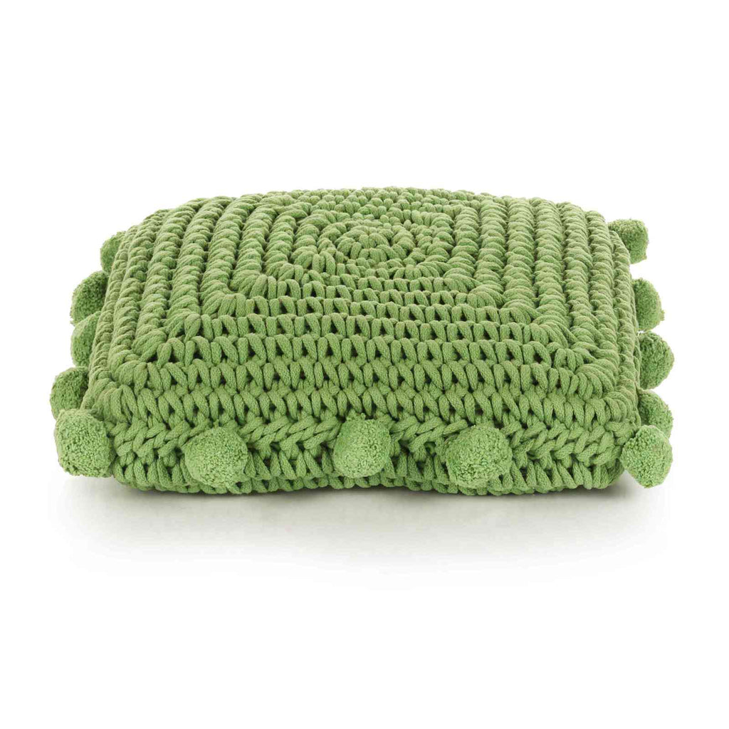 Cojín decorativo Tejido de Canasta Verde 50 x 50 cm Algodón