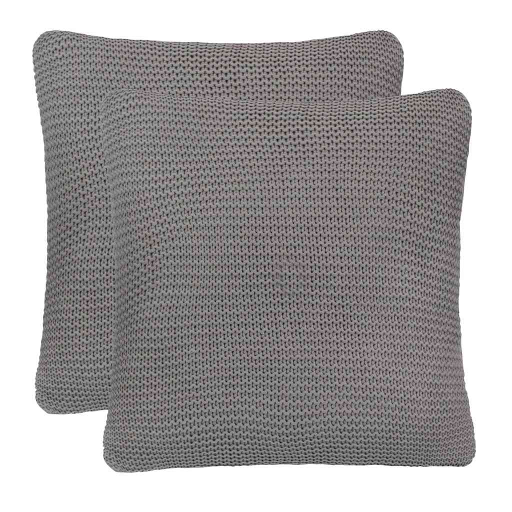 Cojín decorativo Tejido de Canasta con almohada Gris Algodón