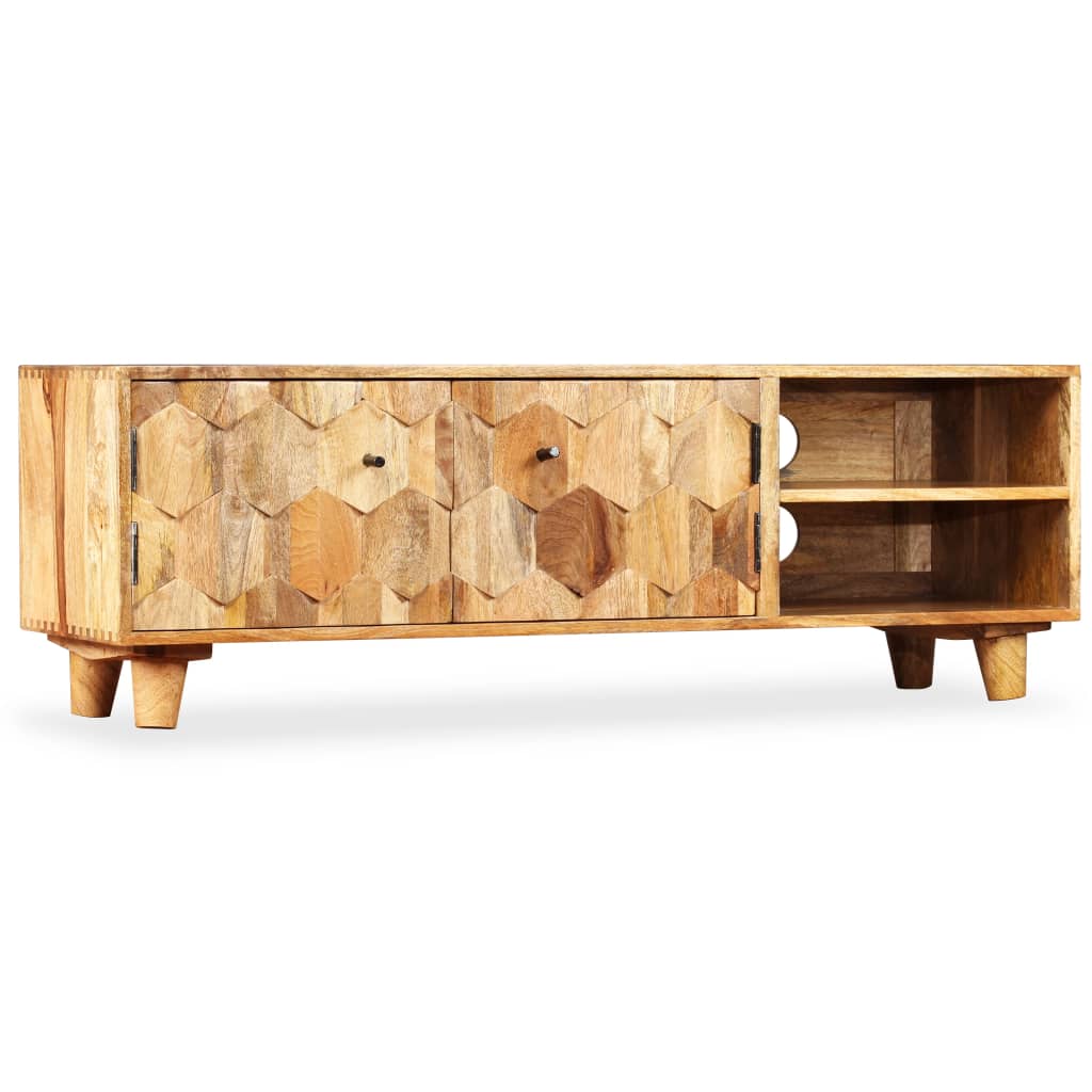 Mueble para TV de madera maciza de mango 118x35x40 cm