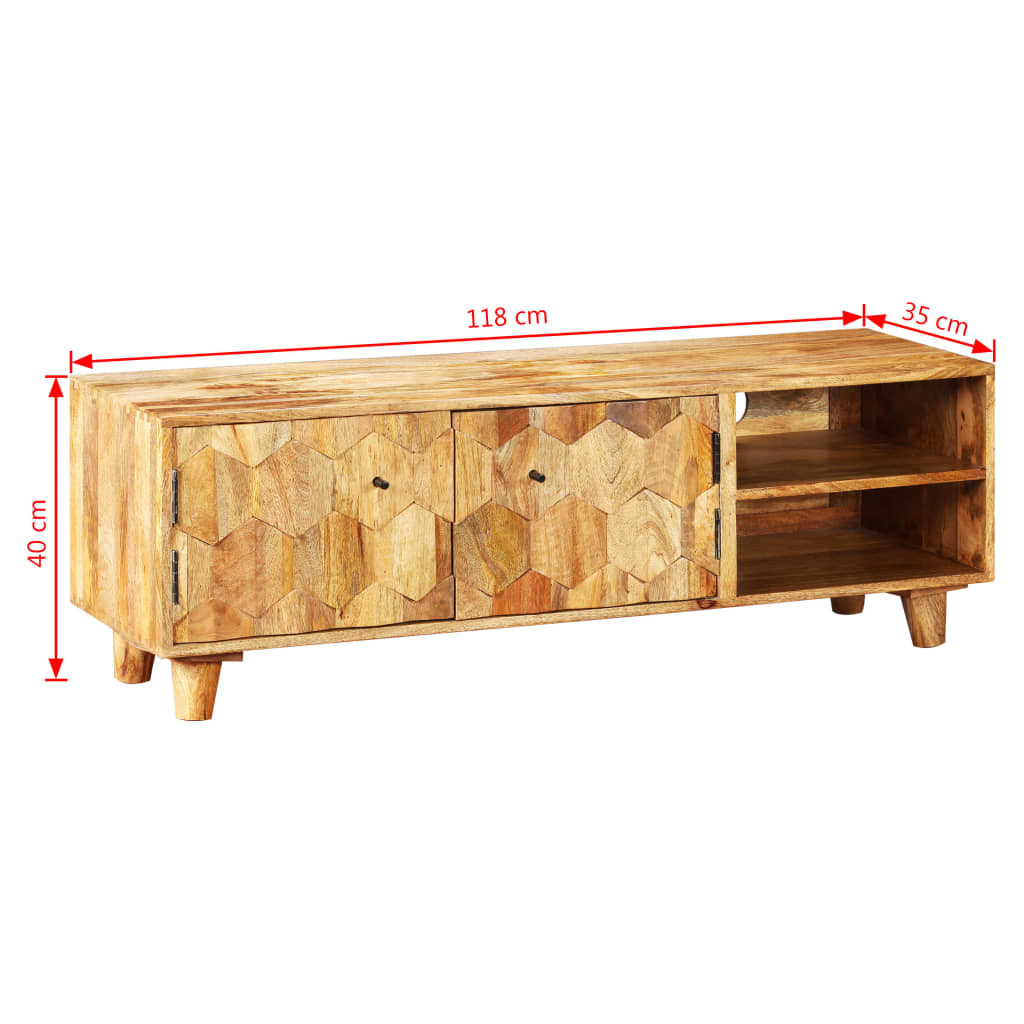 Mueble para TV de madera maciza de mango 118x35x40 cm