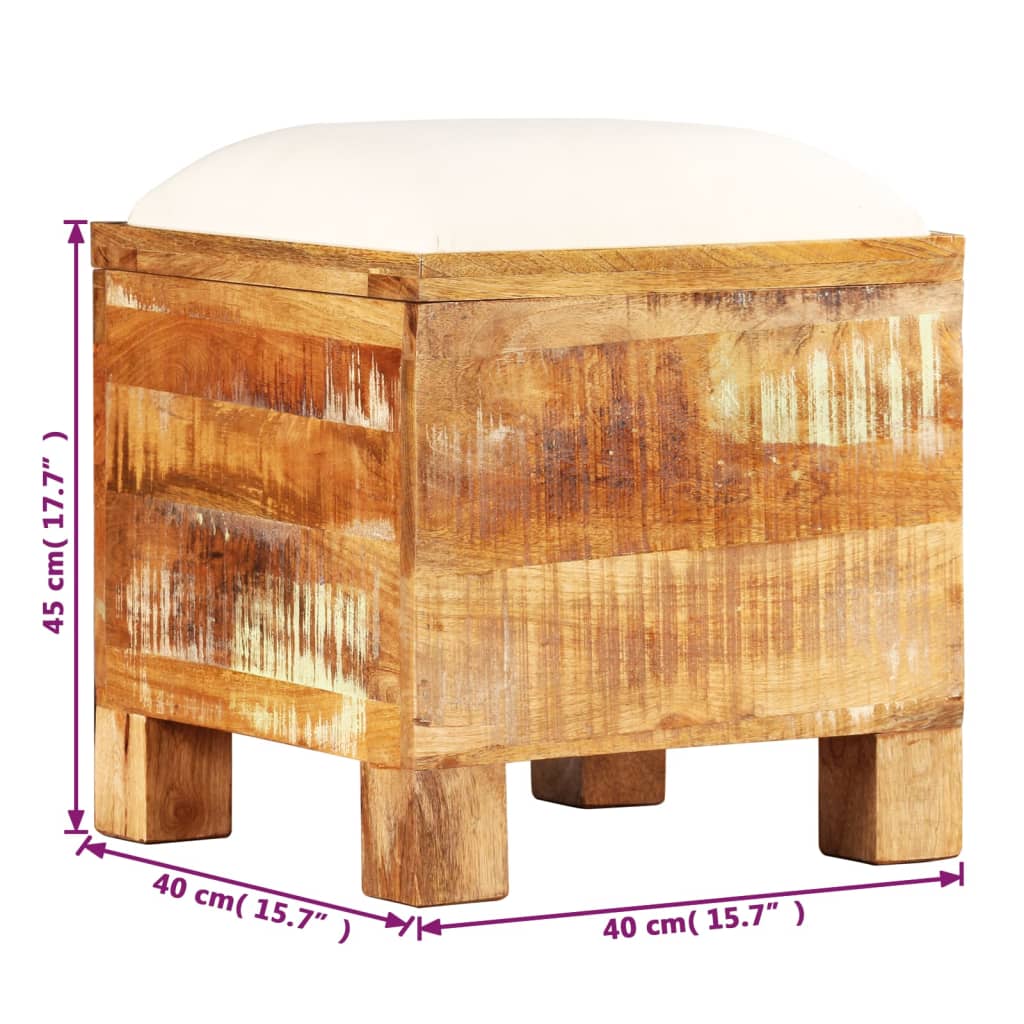 Banco de almacenamiento de madera reciclada maciza 40x40x45 cm