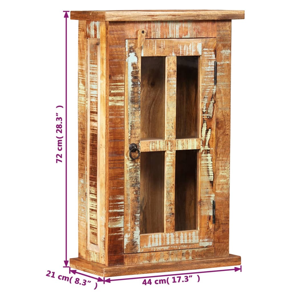 Armario de pared de madera maciza reciclada 44x21x72 cm