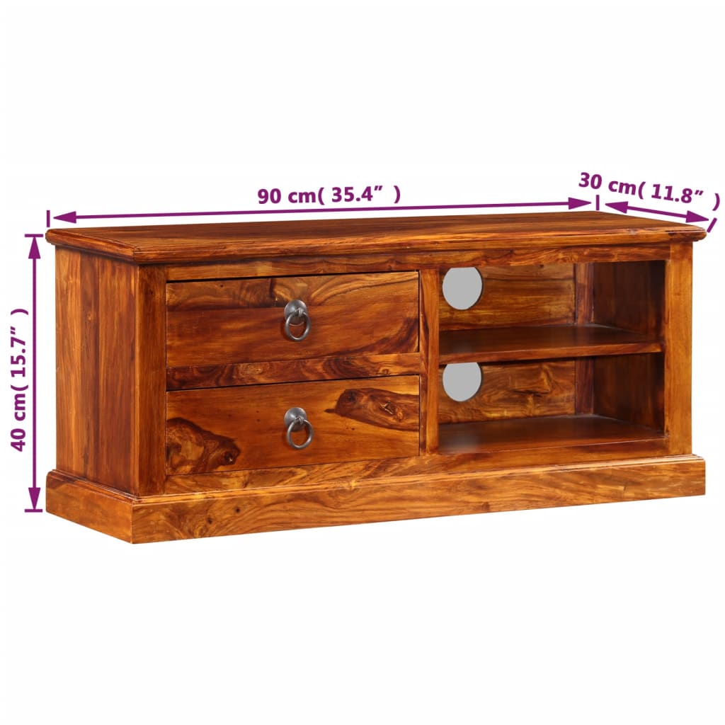 Mueble para TV de madera maciza de acacia 90x30x40 cm