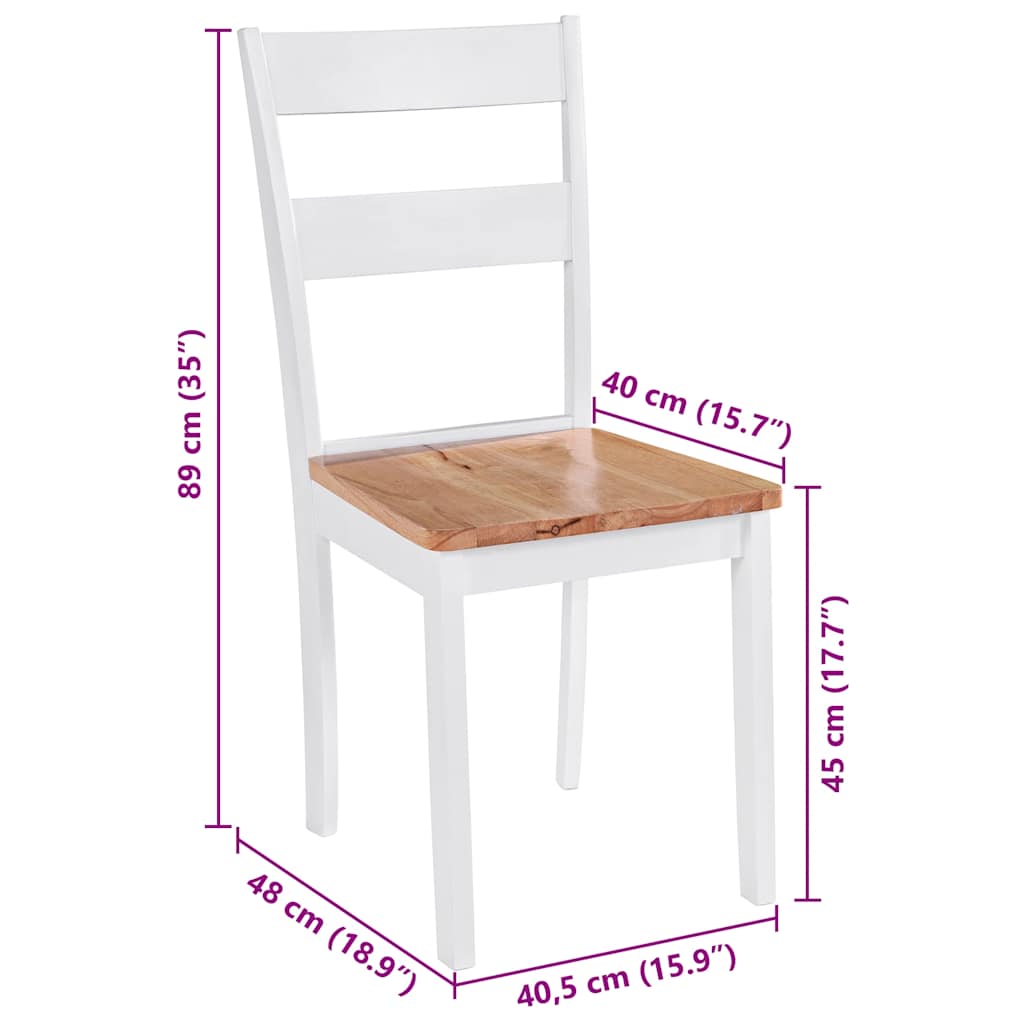 Sillas de comedor 2 unidades madera maciza de caucho blanco