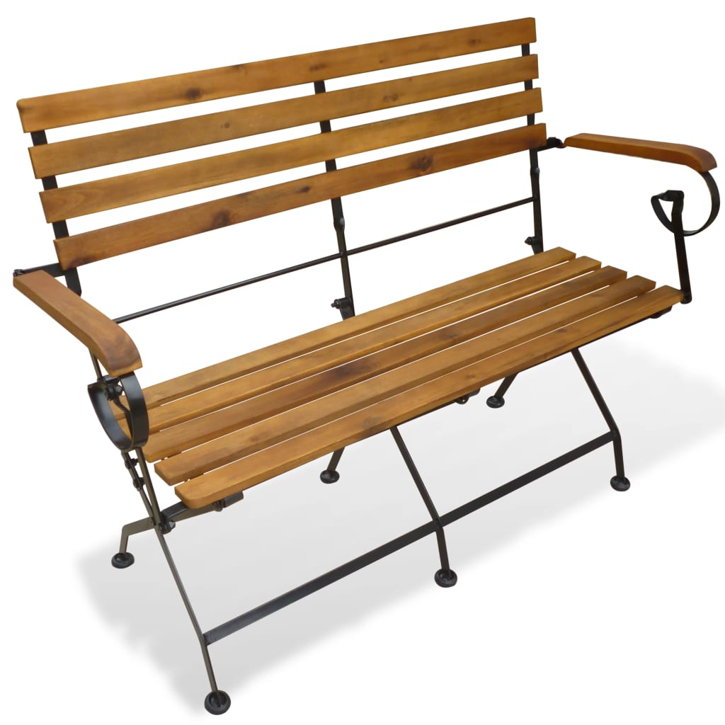 Banco de jardín plegable madera maciza de acacia 112 cm