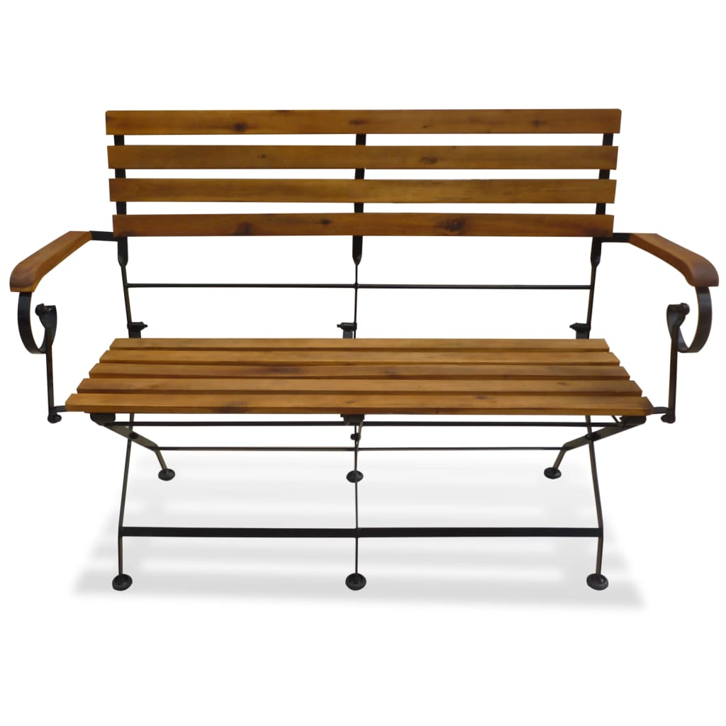 Banco de jardín plegable madera maciza de acacia 112 cm