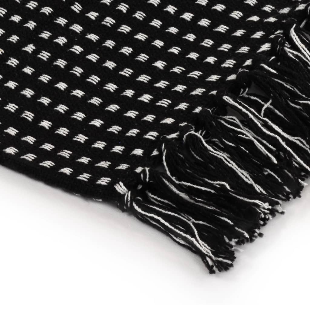 Manta a cuadros de algodón negro 125x150 cm