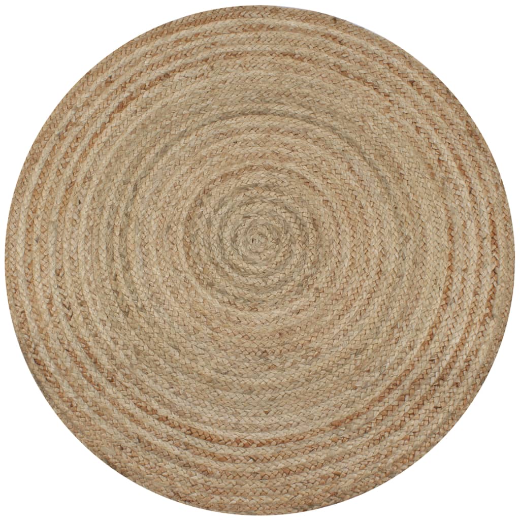 Alfombra de yute tejida a mano blanco y natural 120 cm