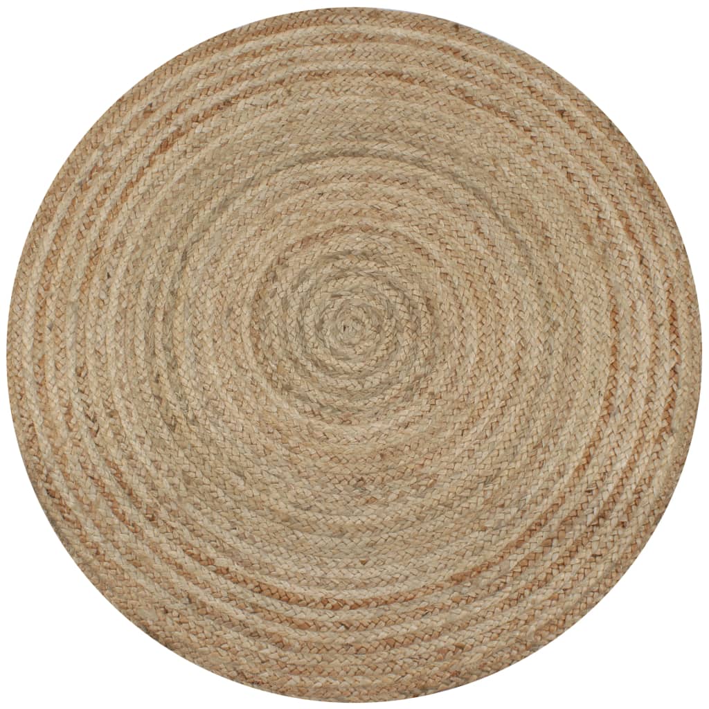 Alfombra de yute tejida a mano blanco y natural 120 cm