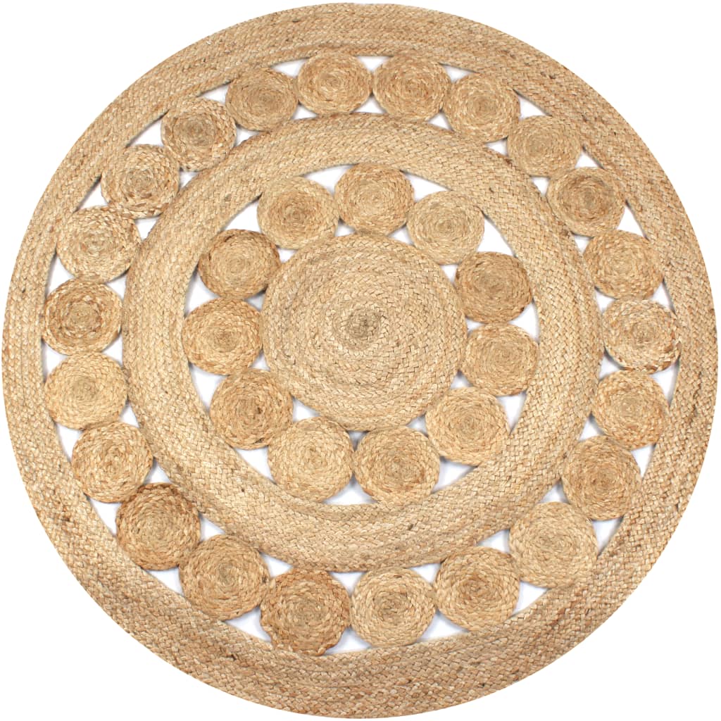 Alfombra redonda con diseño yute trenzado 120 cm