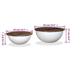 Set mesa de centro forma de bol 2 uds madera reciclada blanco