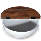 Set mesa de centro forma de bol 2 uds madera reciclada blanco