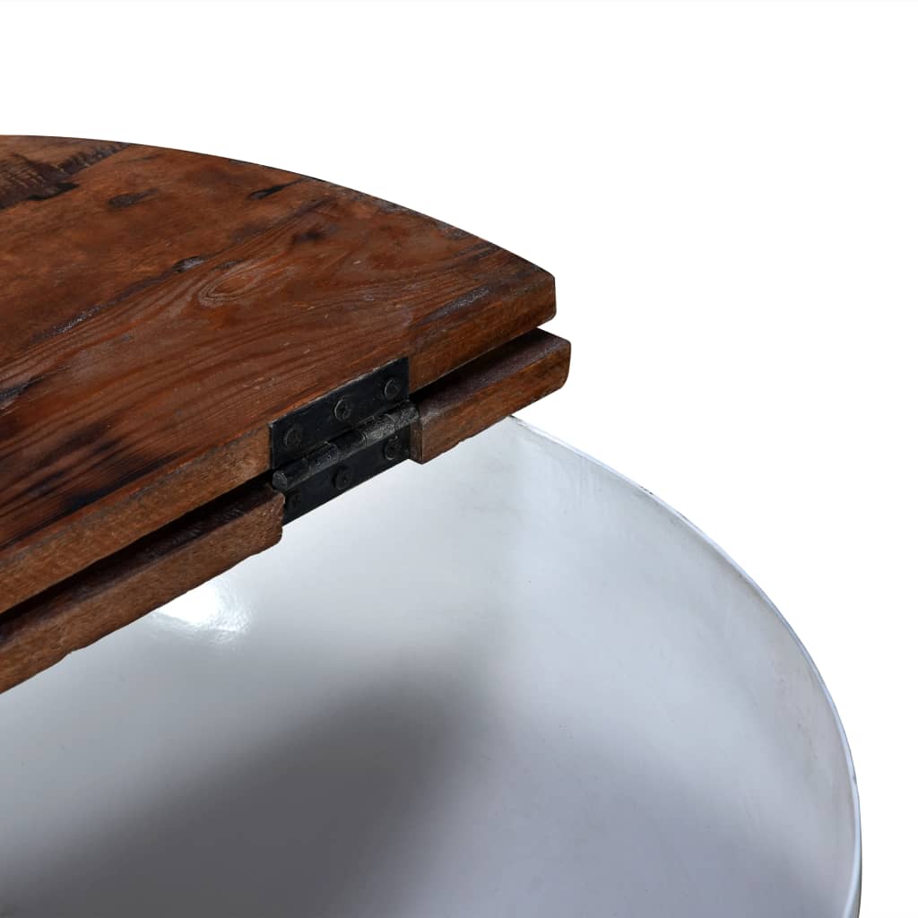 Set mesa de centro forma de bol 2 uds madera reciclada blanco
