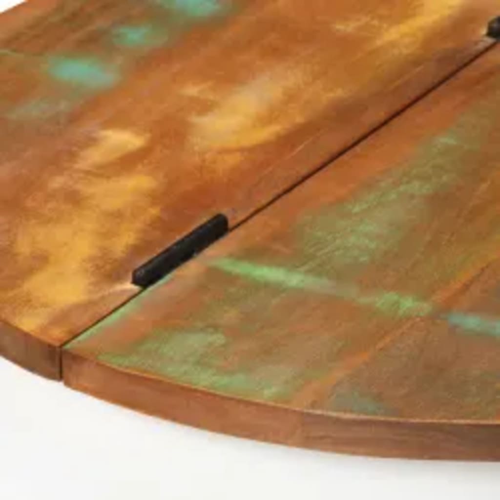 Mesa de centro forma de bol madera maciza reciclada blanco