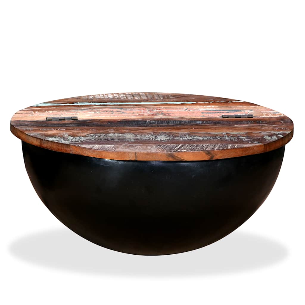 Coffee table bowl shape solid reclaimed wood white