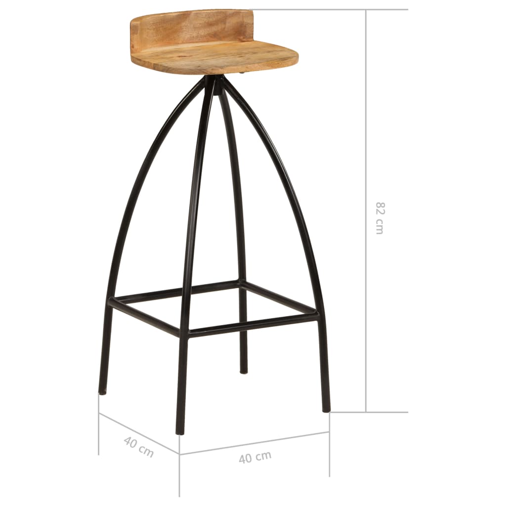 Taburetes de barra de cocina 2 unidades madera maciza de mango