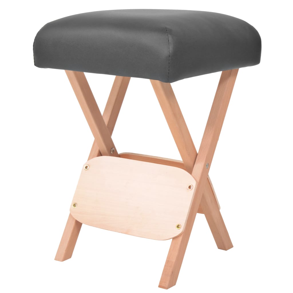 Taburete de masaje plegable 12 cm grosor y 2 cabezales negro