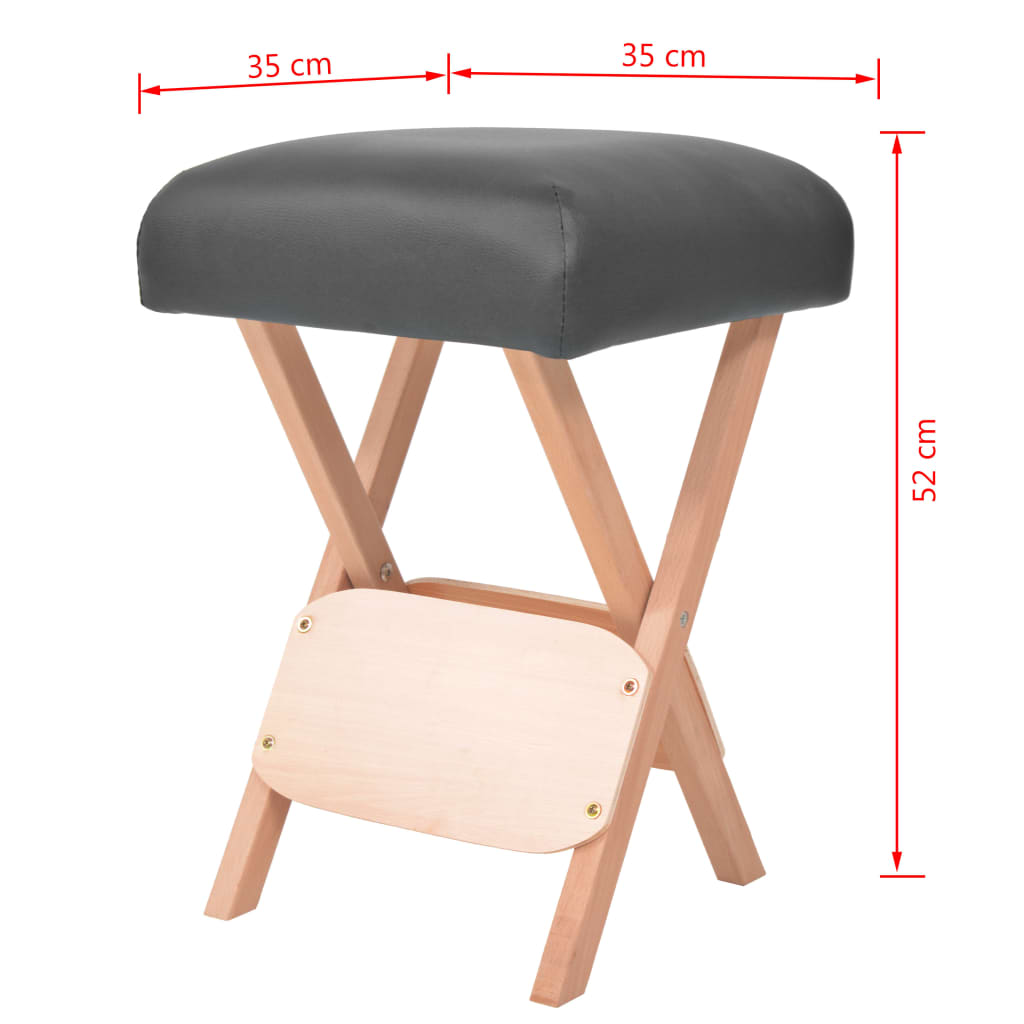 Taburete de masaje plegable 12 cm grosor y 2 cabezales negro