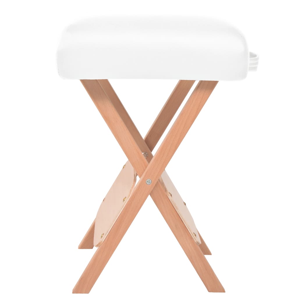 Taburete de masaje plegable con asiento 12 cm de grosor blanco