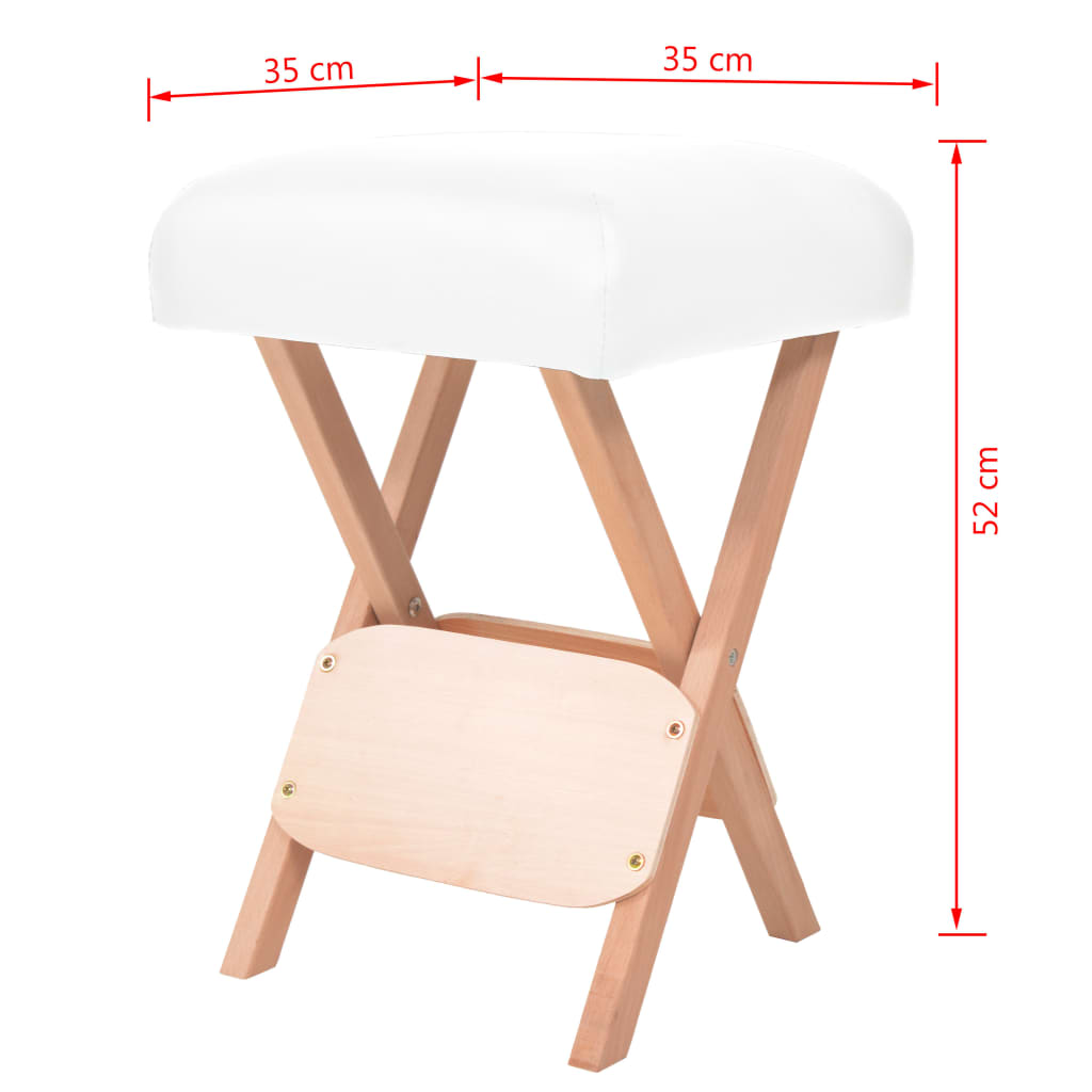 Taburete de masaje plegable con asiento 12 cm de grosor blanco