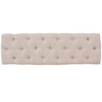 Banco de madera maciza y lino blanco crema 110x38x48 cm