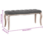 Banco lino y madera maciza gris oscuro 110x38x48 cm